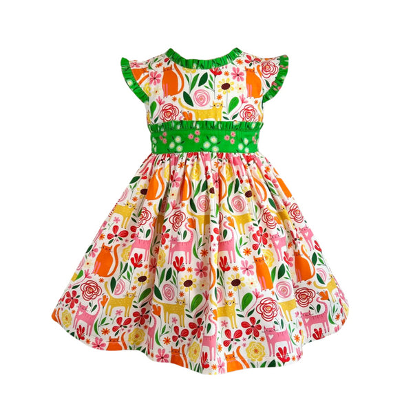 cats-meow-ethel-vintage-dress-w-hairbow-little-miss-marmalade - Sophia's Style Girls Dress-1